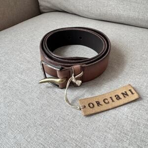 Orciani Handmade Italian Leather Tan Silver Brass Pin Buckle 100 NEW Western